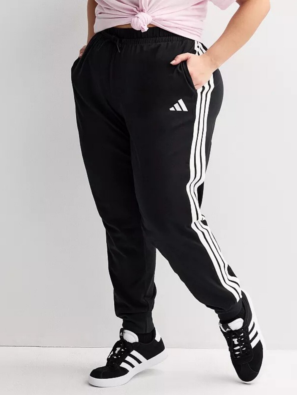 Adidas Multi Sport 3 Stripe Black White Joggers Women's Plus Size 2X NWT